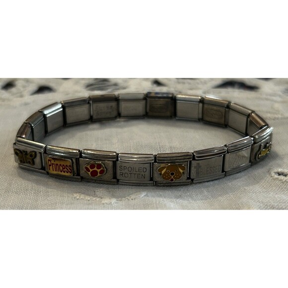 Vintage Pugster Stainless Steel Italian Multi-Charm Link Bracelet - Picture 4 of 10